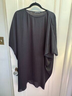 OSKA Black Cocoon Tunic Asymmetrical Batwing Oska Size 4 US 12 14